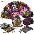 50PCS Halloween Drawstring Candy Bags – Foil Ghost Bat Print Halloween Gift Bags Babs Random mixed style 15x10CM