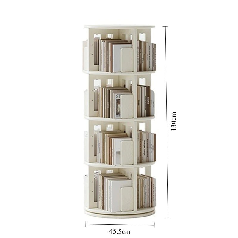 Rotating 6-Tier Wood Corner Bookshelf – Modern Bookcase Rotating Bookcase Babs White 4 layers