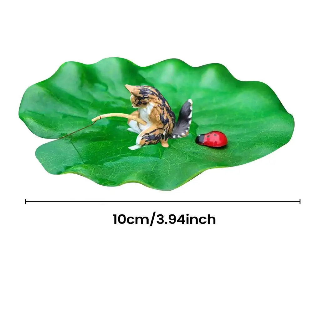 Lily Pad Fishing Cat Floating Aquarium Ornament | Resin Aquarium Ornament Babs 07
