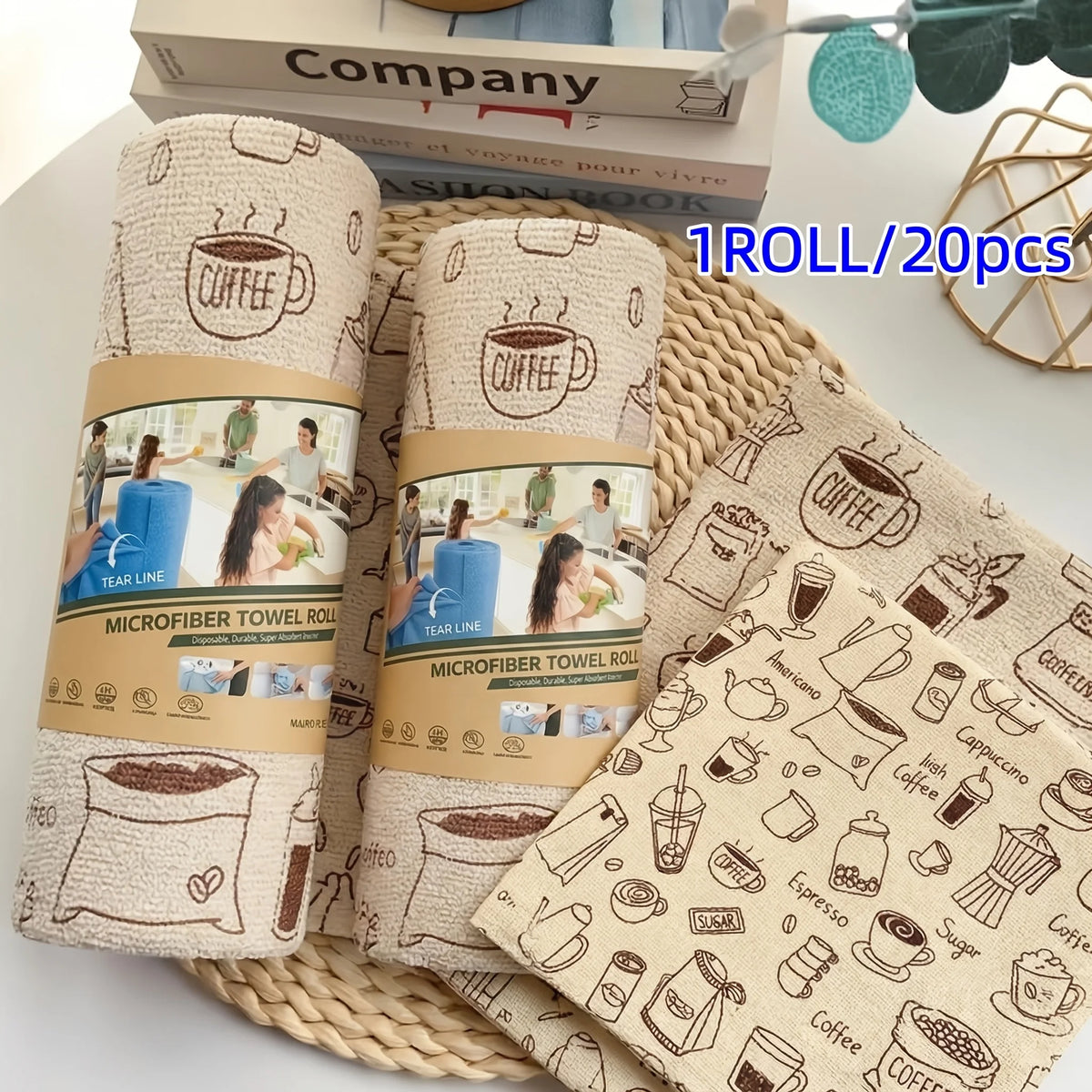 20pcs Coffee Pattern Microfiber Cleaning Cloths – Kitchen & Car Microfiber Cleaning Cloth Babs
