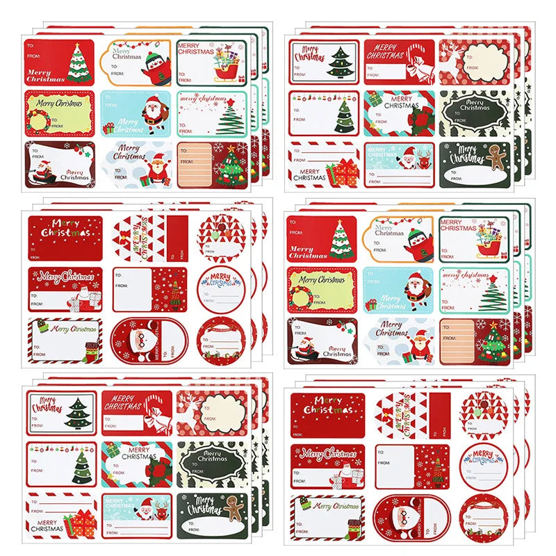 90pcs Christmas Gift Stickers – 10 Sheets Labels & Name Tags Christmas Sticker Sheets Babs