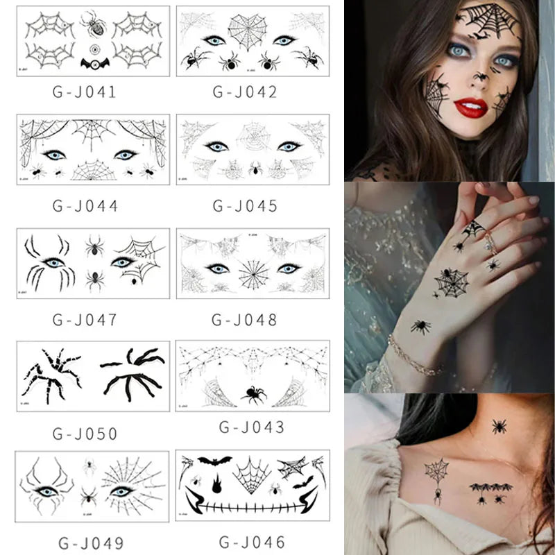 Halloween Spider Web Temporary Tattoo Stickers – Waterproof Temporary Tattoo Stickers Babs