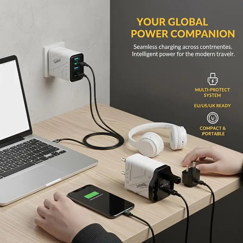 240W 4-Port USB-C Fast Wall Charger | Home Office Travel Multi-Port Wall Charger Babs