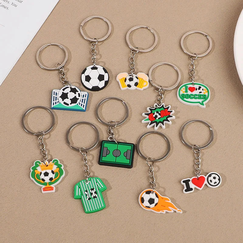 10Pcs Soccer Keychains Bulk – Kids Party Favors & Bag Pendants Sports Party Favors Babs