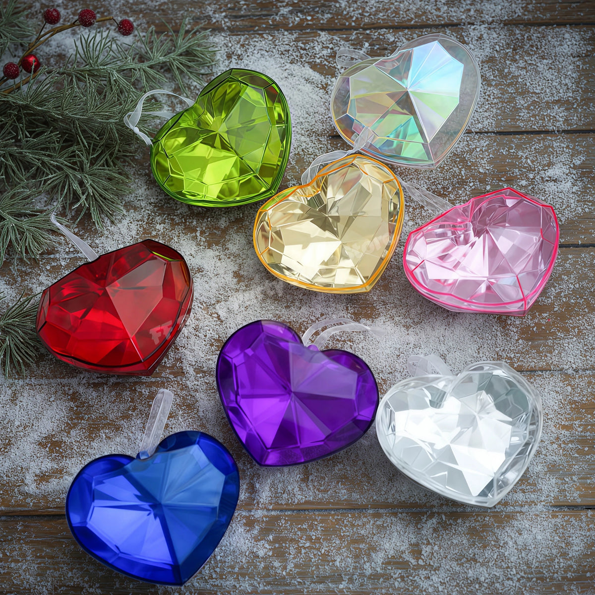 Acrylic Rainbow Love Heart Christmas Tree Ornament Pendant Christmas Tree Ornament Babs