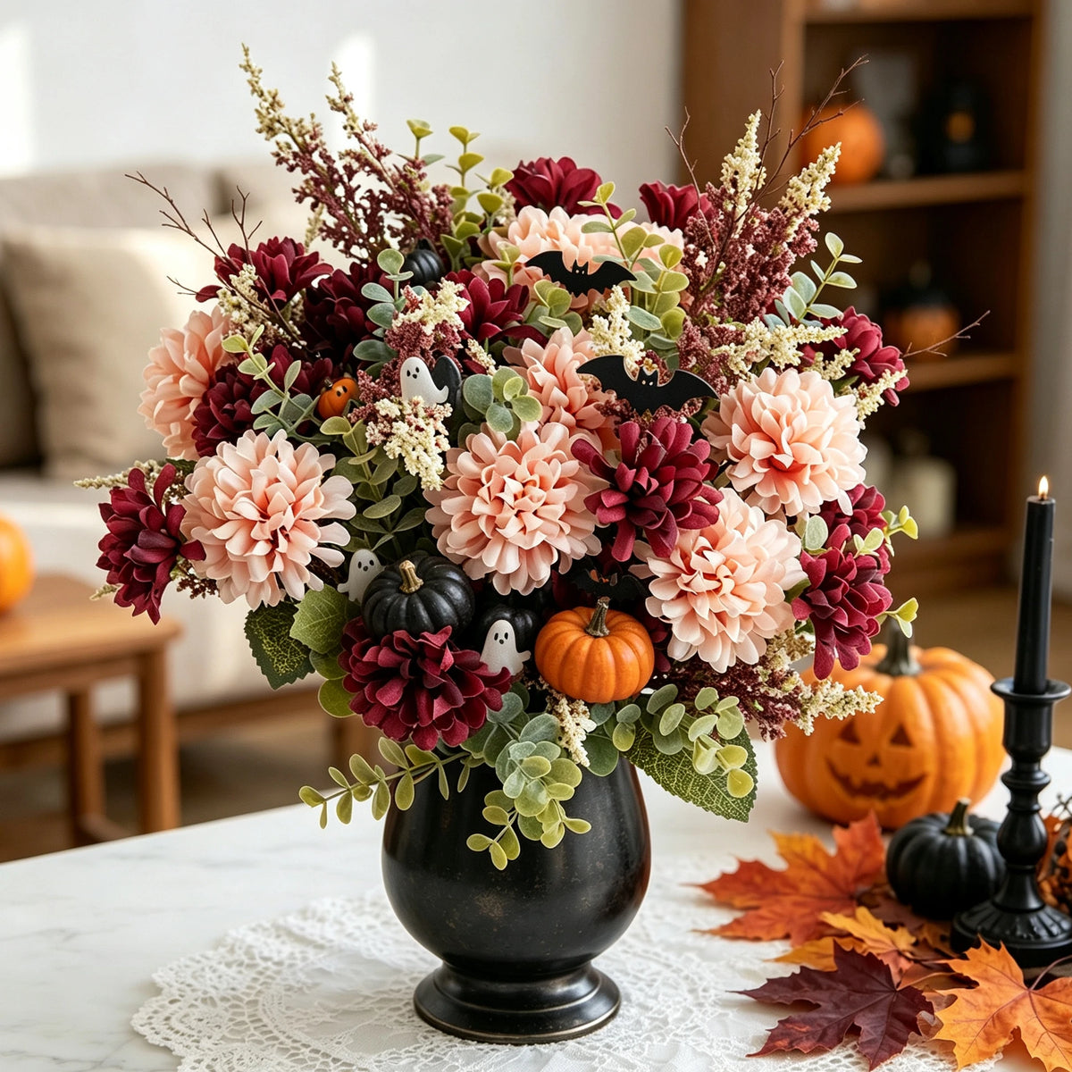 4PCS Silk Artificial Lavender Ball Chrysanthemum Bouquet Artificial Flower Bouquet Babs