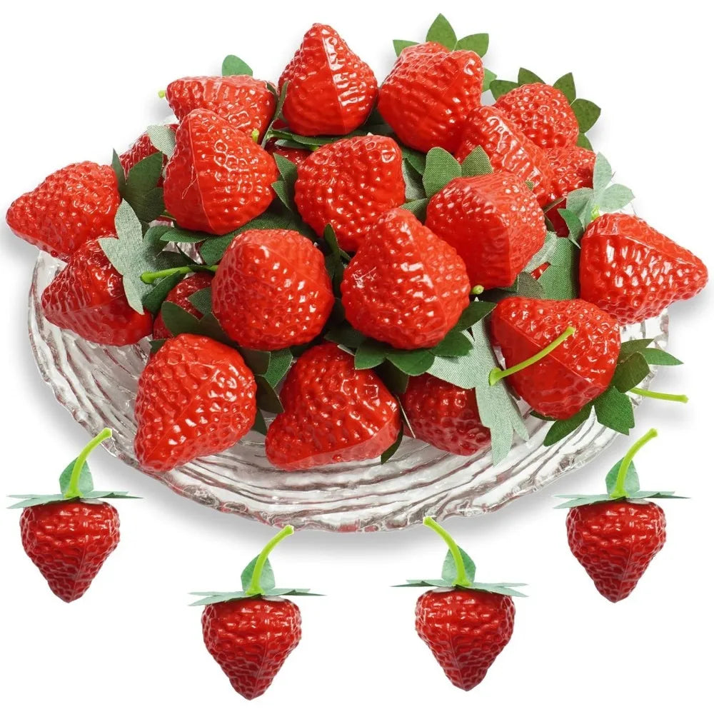20Pcs Artificial Strawberries Fake Plastic Fruit Décor & Props Artificial Fruit Decor Babs