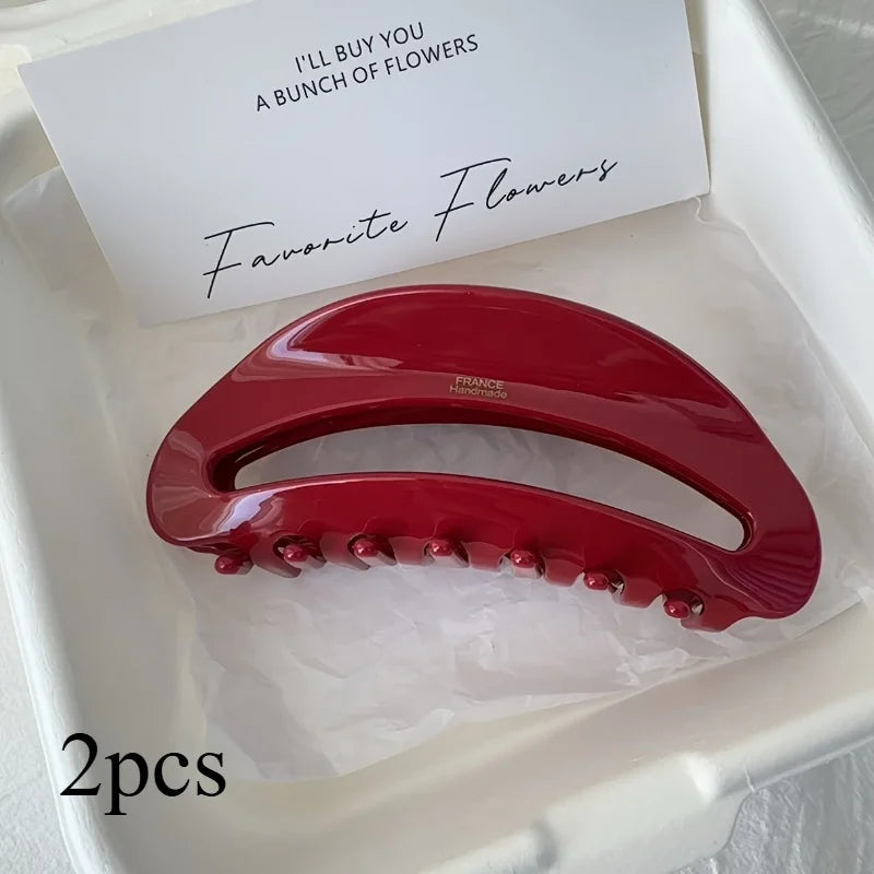 Red Acetate Hair Claw Clip – Glossy Finish for Women Hair Claw Clip Babs 2pcs
