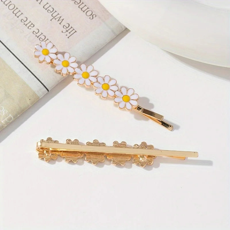 Small Daisy Alloy Flower Hairpins – Women's Floral Bangs Clip Flower Hairpins Babs