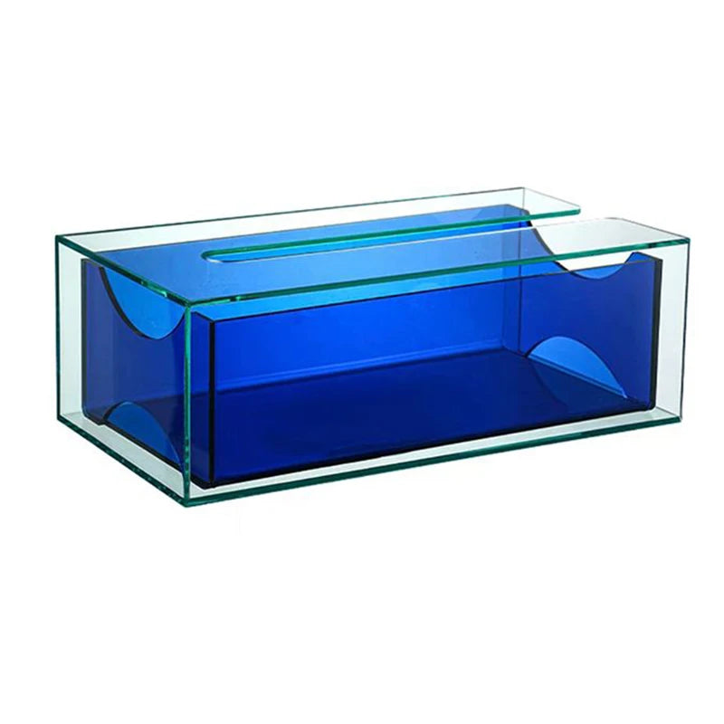 Acrylic Drawer Tissue Box – Luxury Decorative Napkin Case Tissue Box Holder Babs Blue