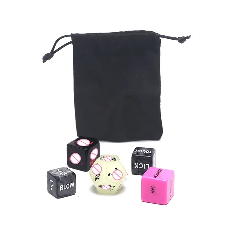 Noctilucent Couples Dice Set – Romantic Party Game Toy Couples Dice Game Babs 5pcs