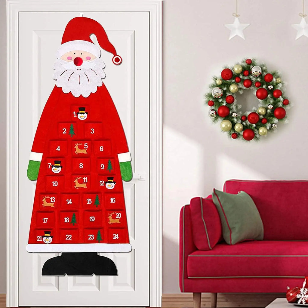 Santa Claus Felt Advent Calendar Christmas Wall Hanging Decor Advent Calendar Babs
