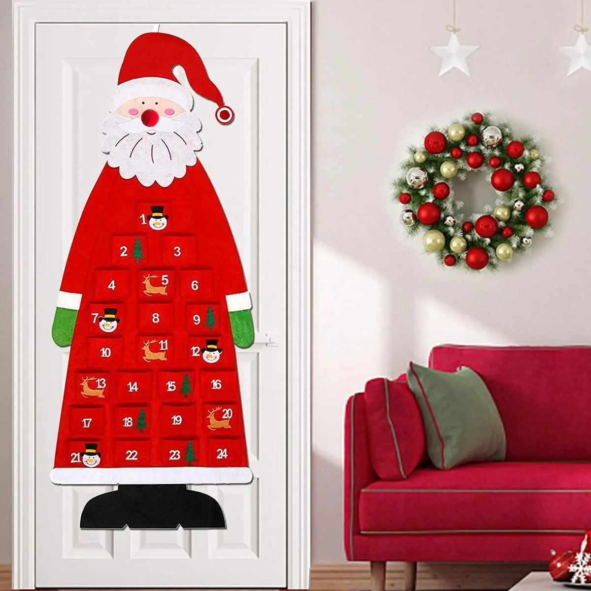 Santa Claus Felt Advent Calendar Christmas Wall Hanging Decor Advent Calendar Babs