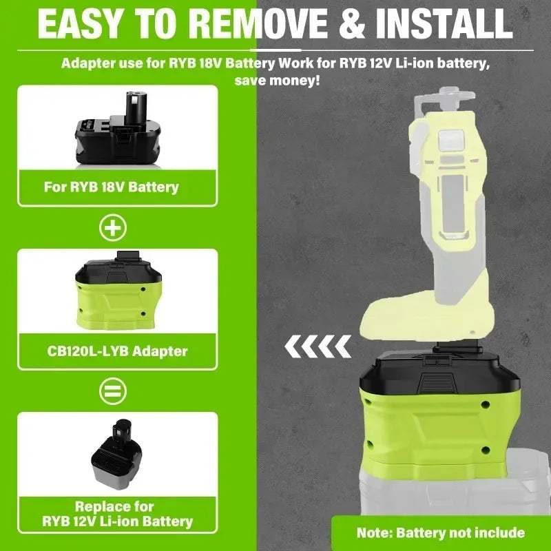 Ryobi 18V to 12V Battery Adapter Converter CB120L-RYB Battery Adapter Babs