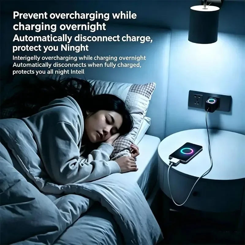 140W PD Type-C Fast Charger with RGB Light & Auto Power-Off USB-C Fast Charger Babs
