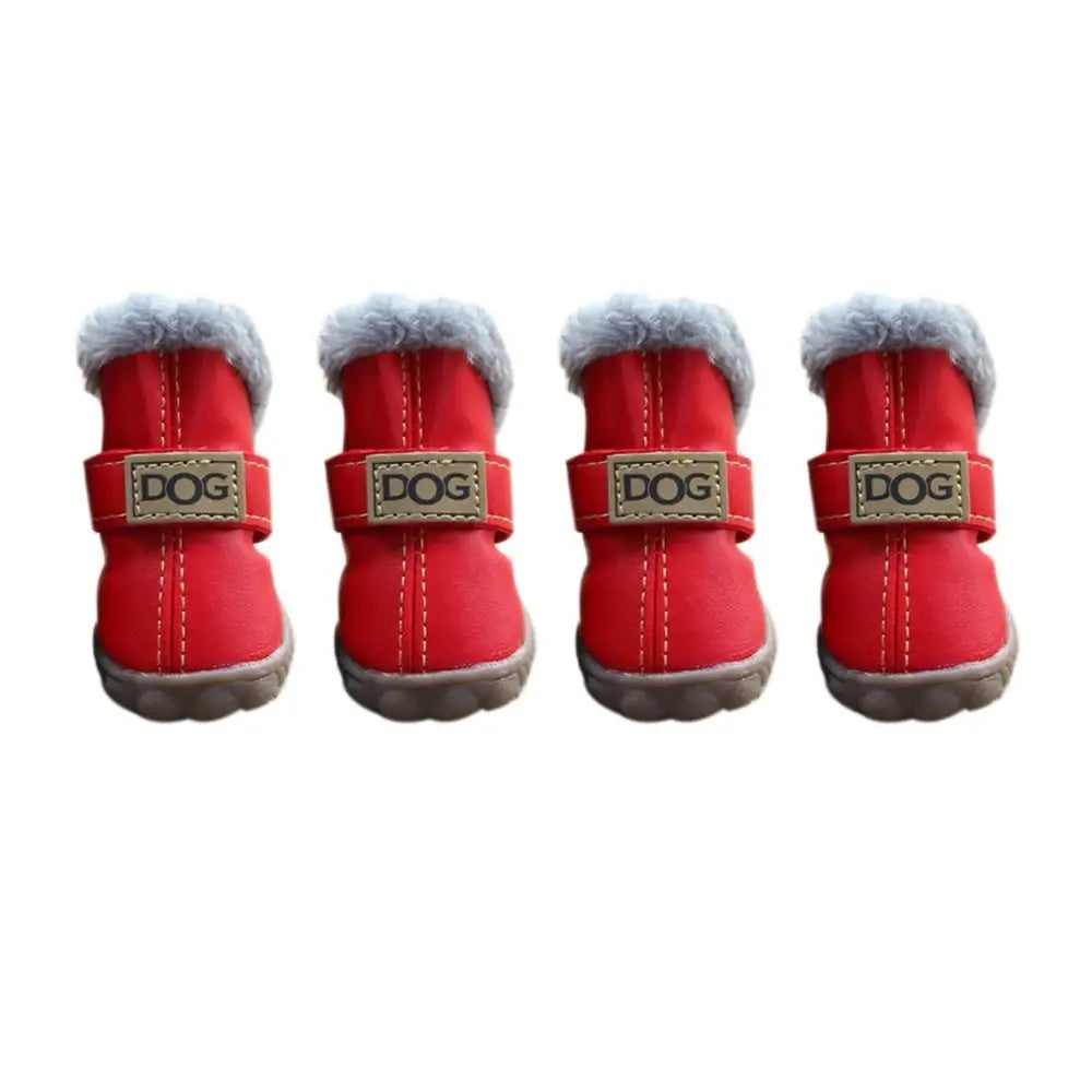 Waterproof Non-Slip Winter Dog Snow Boots – Set of 4 Dog Winter Boots Babs red XL
