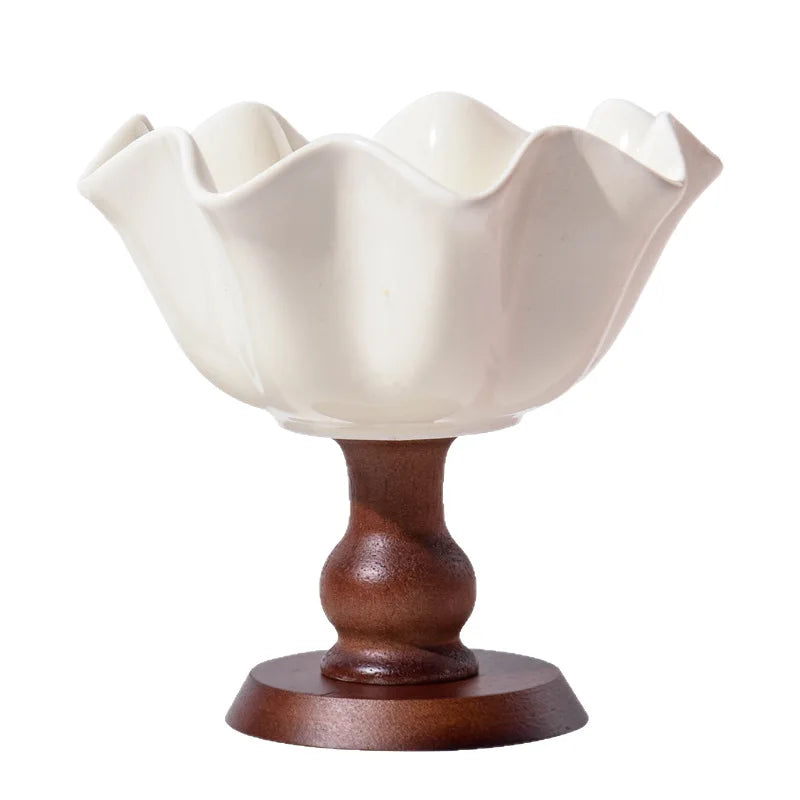 Retro High-Footed Ceramic Bowl – Decorative Desktop Storage Dish Ceramic Decorative Bowl Babs