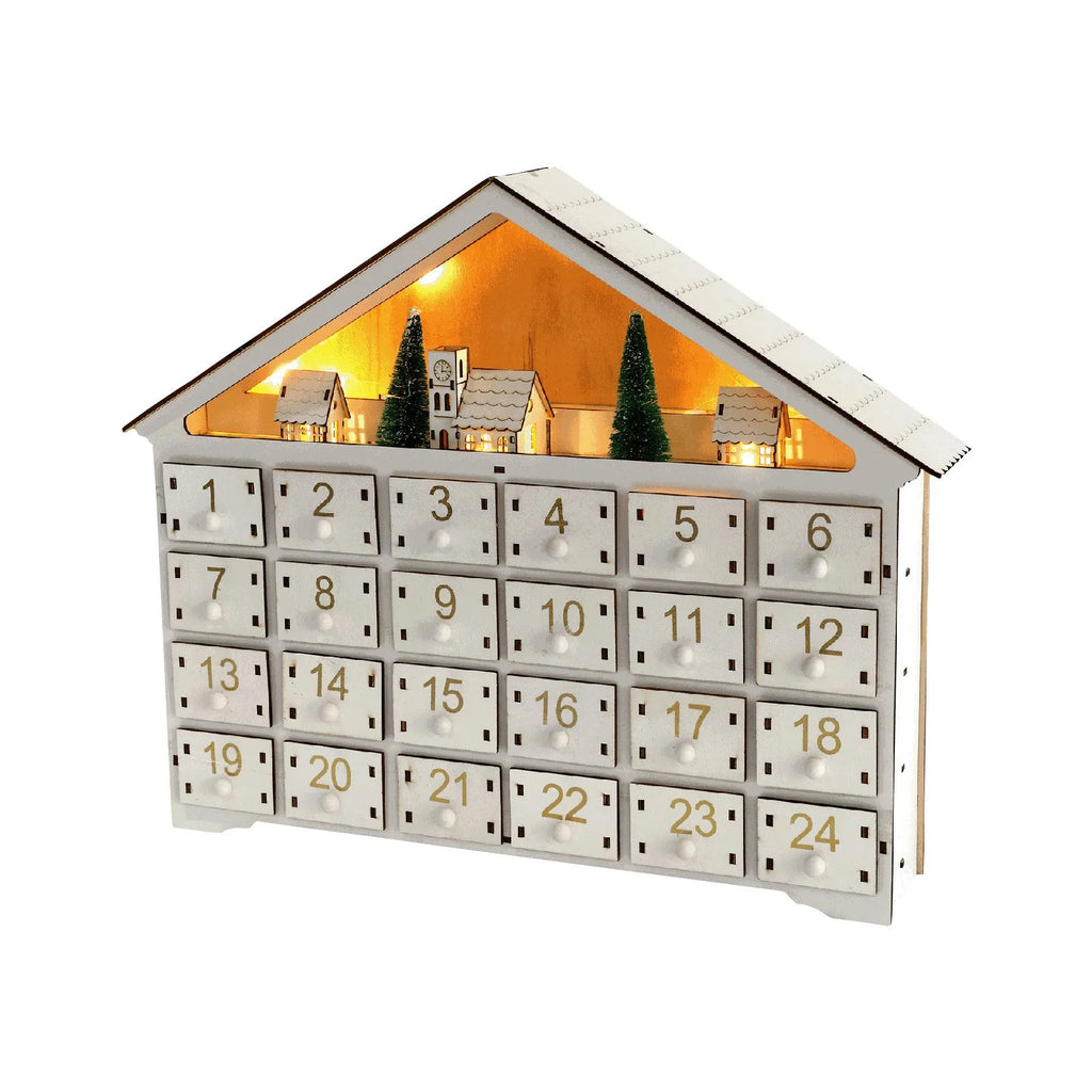 Wooden LED Advent Calendar – 24-Day Christmas Countdown Decor Advent Calendar Decor Babs