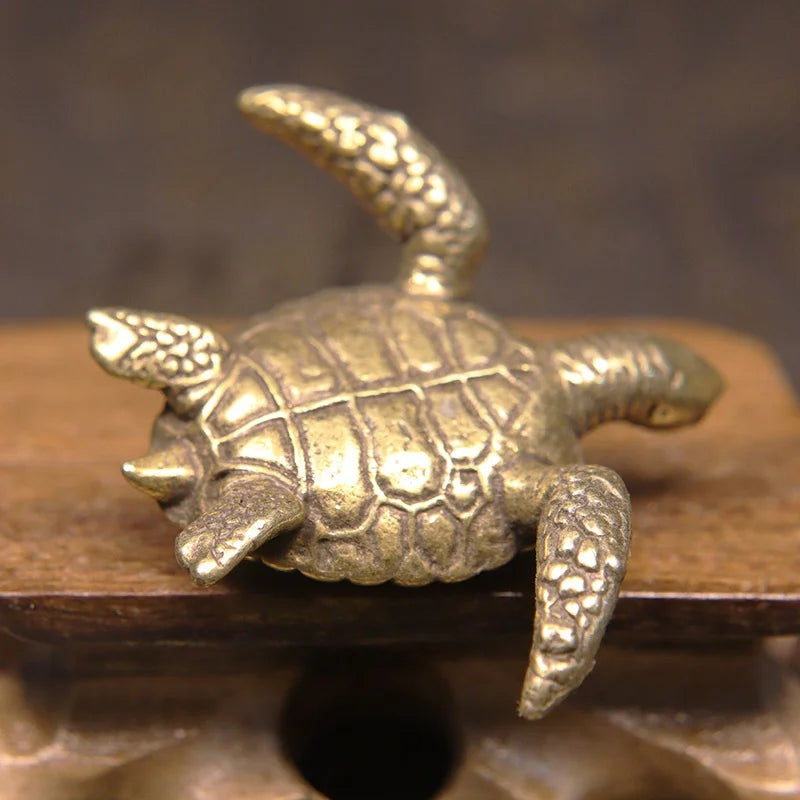 Vintage Brass Turtle Figurine – Copper Sea Animal Desk Ornament Decorative Figurine Babs