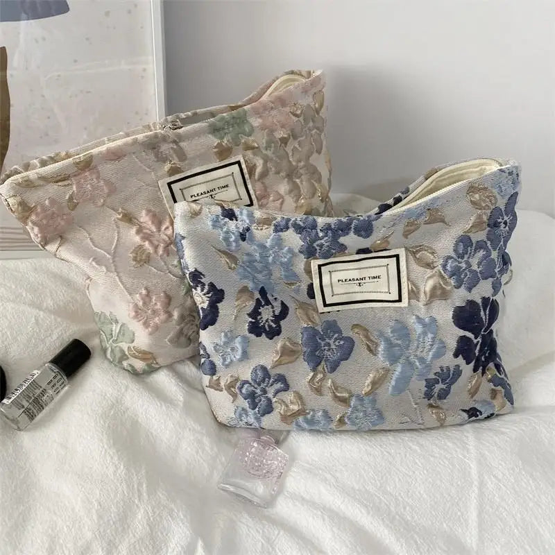 Floral Canvas Cosmetic Bag – Large Travel Makeup Storage Pouch Travel Cosmetic Bag Babs
