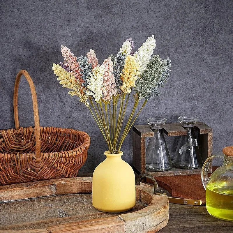 6-Piece Artificial Wheat Berry Spike Bouquet – Wedding Home Decor Artificial Floral Stems Babs