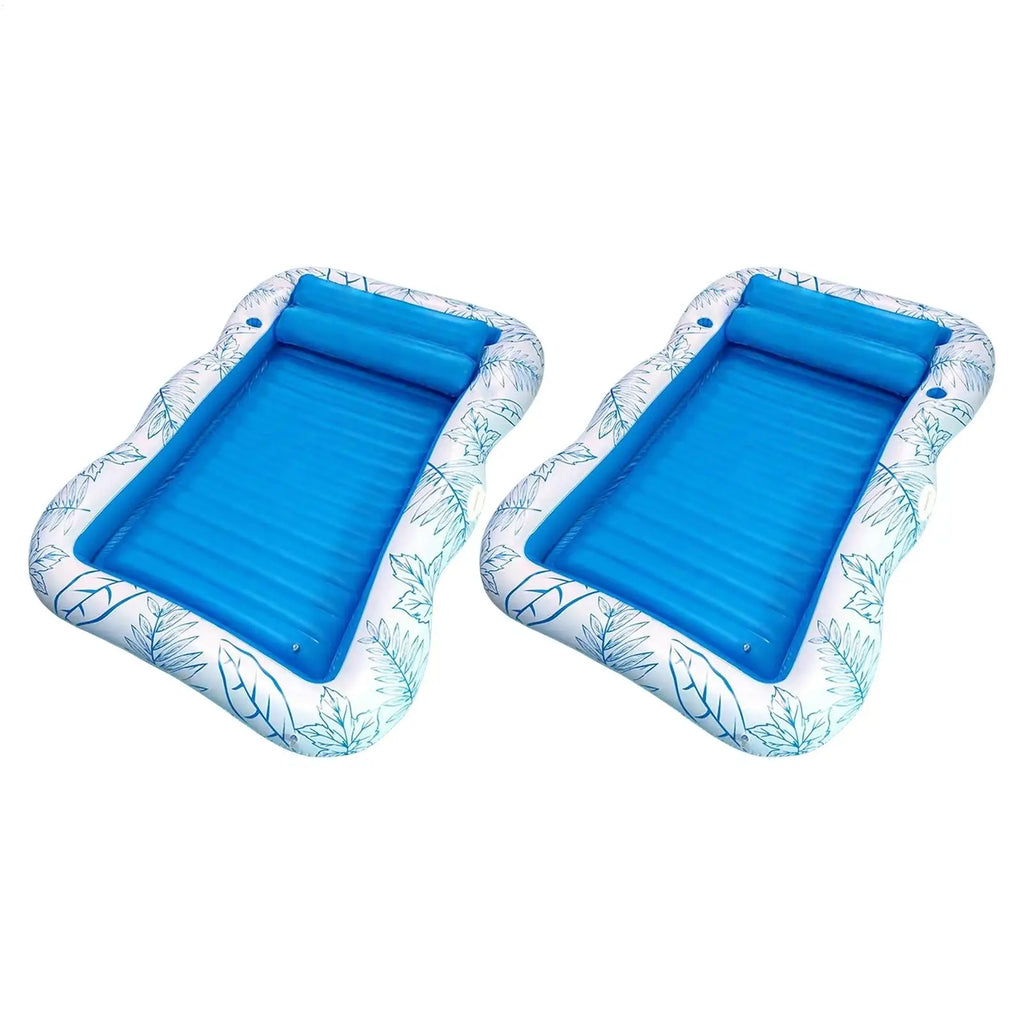 Inflatable Tropical Pool Float Raft with Headrest & Cup Holder Inflatable Pool Float Babs