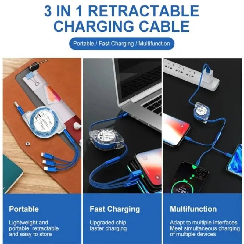 3-in-1 Retractable Charging Cable – Multi-Tip USB Multi-Tip USB Cable Babs