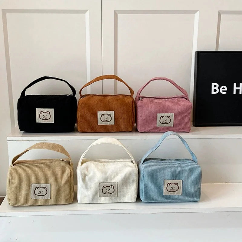 Large Corduroy Makeup Bag for Women – Bear Cosmetic Organizer Cosmetic Organizer Bag Babs