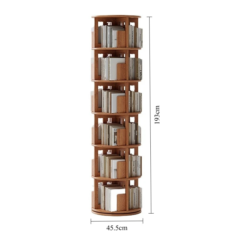 Rotating 6-Tier Wood Corner Bookshelf – Modern Bookcase Rotating Bookcase Babs Light color 6 layers