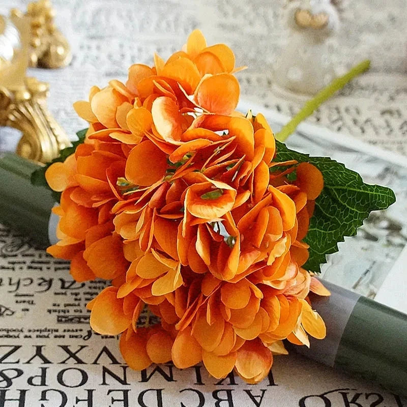 Artificial Silk Hydrangea Bouquets 4/8 Pcs – Long Branch Decor Artificial Flower Bouquet Babs Gold 8 pcs