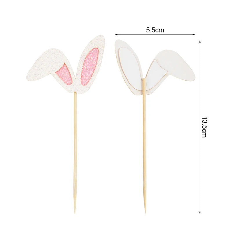 12pcs Easter Bunny Ears Cupcake Toppers & Cake Food Picks Cupcake Toppers Babs