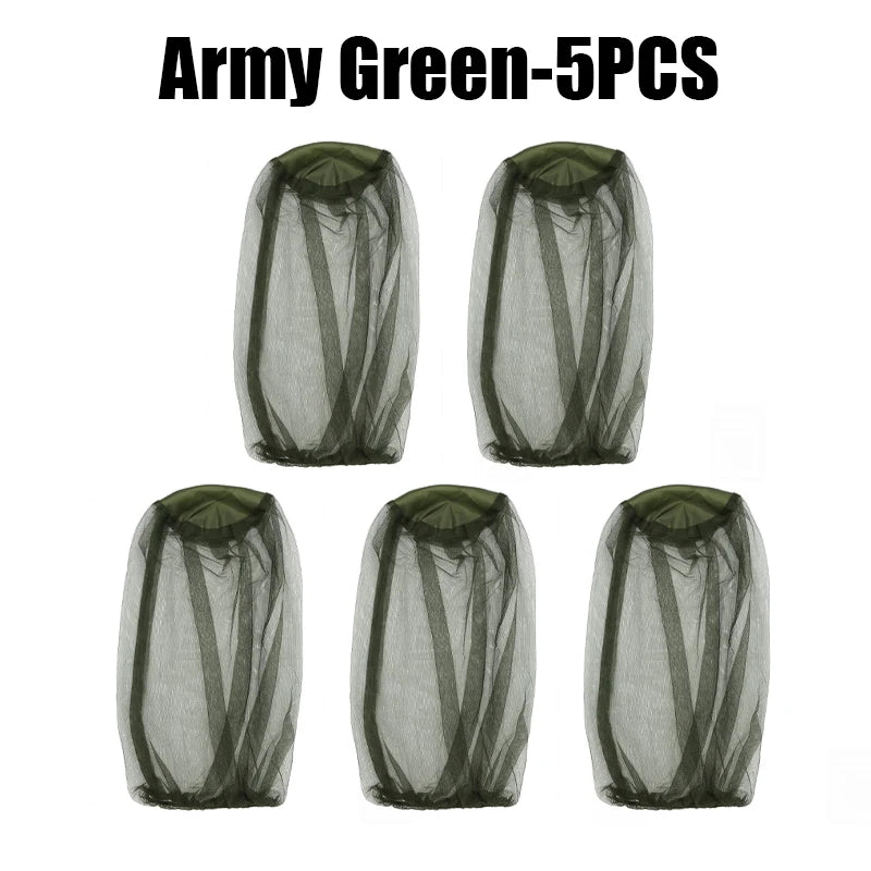 Breathable Mesh Mosquito Head Net Hat – Camping & Fishing Mosquito Head Net Babs Green 5PCS