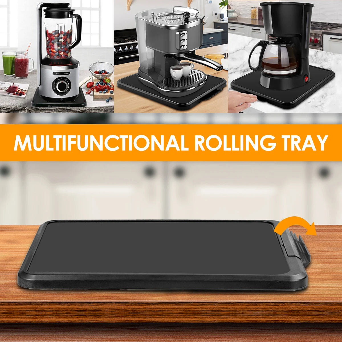 Kitchen Appliance Sliding Tray with Wheels – 16.14×11.81in Appliance Rolling Tray Babs