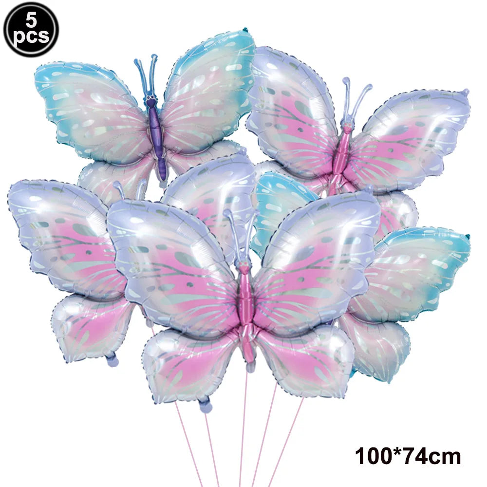 Butterfly Party Supplies Set – Plates, Cups & Foil Balloons Party Tableware Set Babs Red As pictures show