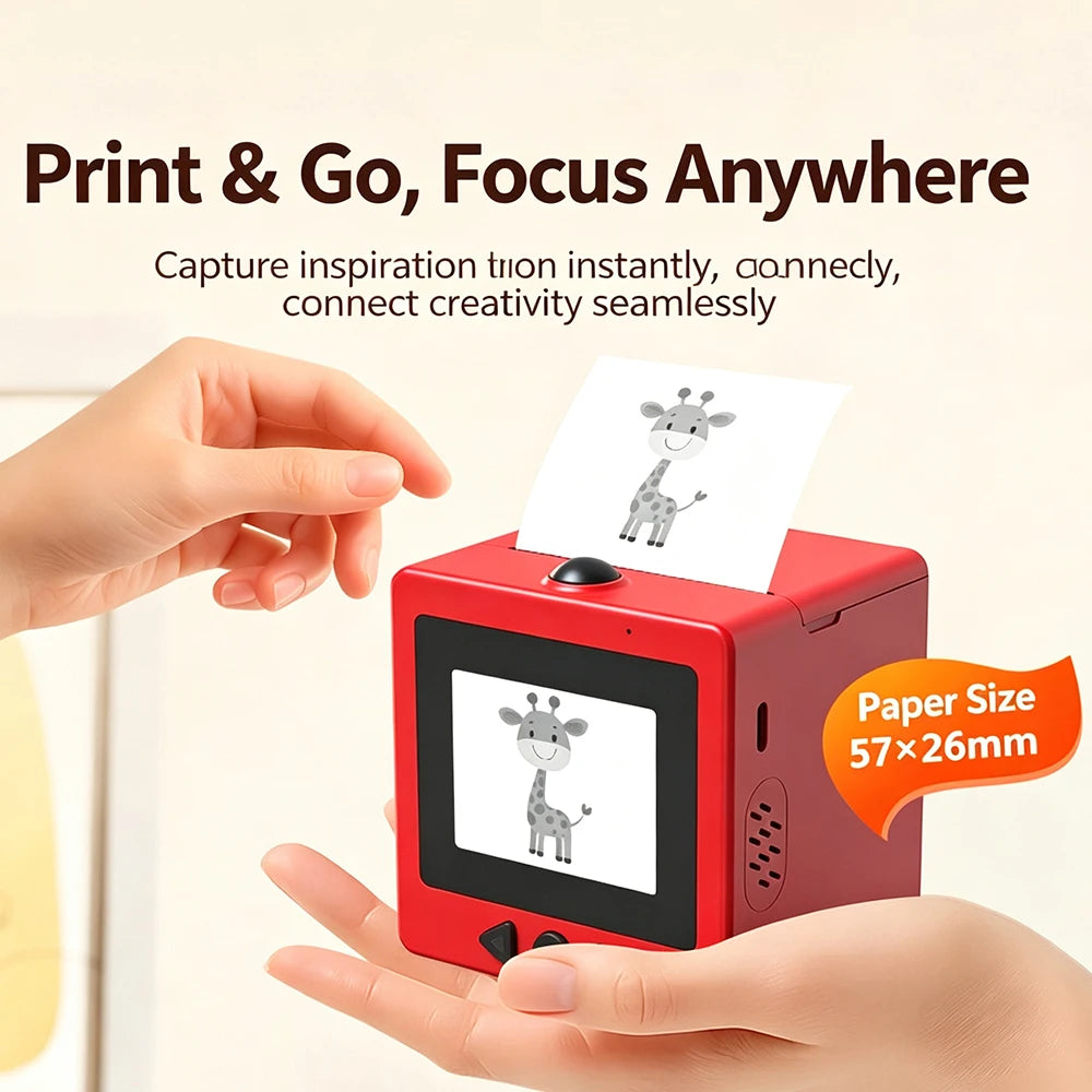 AI Voice Mini Thermal Sticker Printer – HD Screen, Kids Gift Mini Thermal Printer Babs