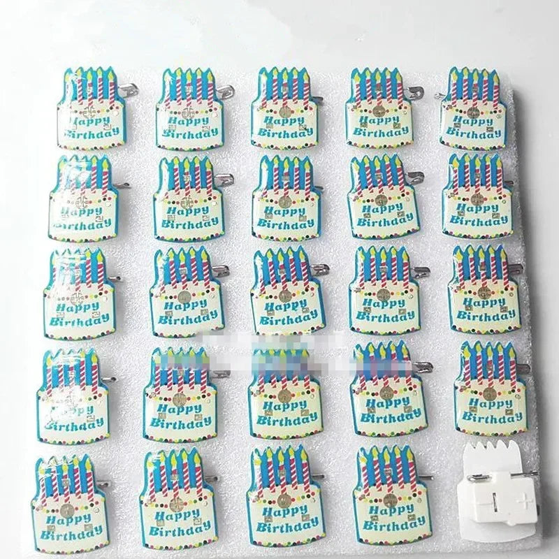 LED Flashing Cake Brooch Pin – Light-Up Glow Badge for Kids LED Glow Brooch Babs