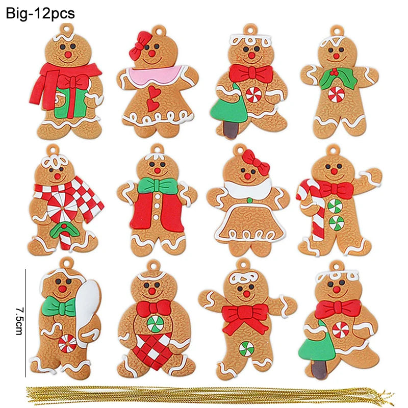 Gingerbread Man Christmas Tree Ornaments – Hanging Pendants Christmas Tree Ornaments Babs 12Pcs-A