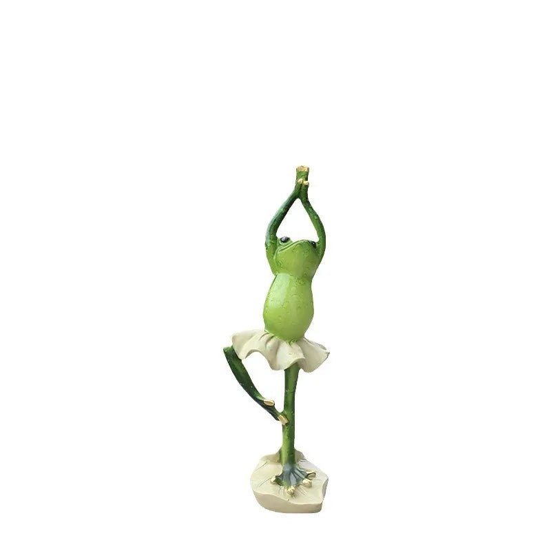 Resin Yoga Frog Figurine – Fun Desktop & Garden Decor Decorative Figurine Babs