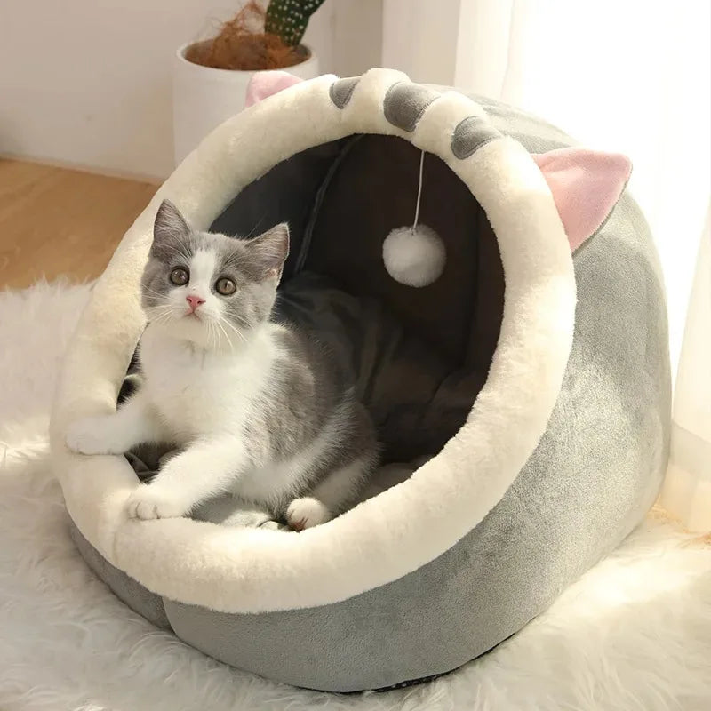 Cartoon Cave Cat Bed – Foldable, Washable, 100% Cotton Cat Cave Bed Babs