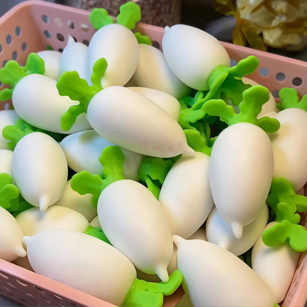 White Radish Crunchy Squishy ASMR Fidget Stress Ball Toy Squishy Fidget Toy Babs