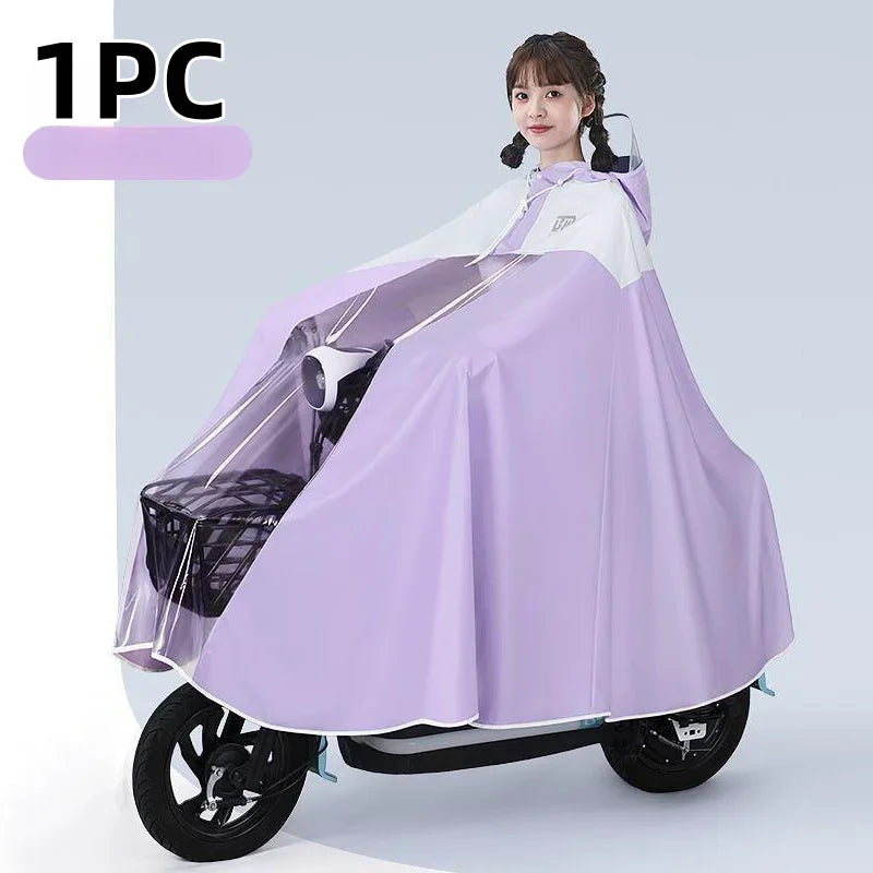 Transparent Large Brim Cycling Raincoat – Bike & Scooter Cycling Raincoat Babs Purple-1PC