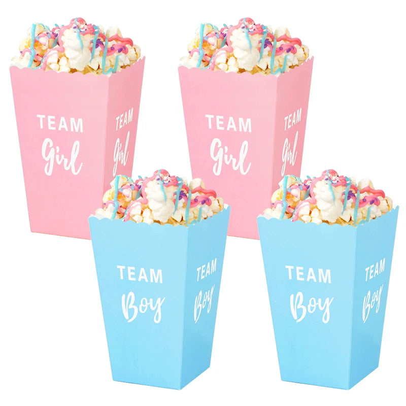 Gender Reveal Popcorn Boxes – Team Boy & Team Girl Party Set Party Favor Boxes Babs