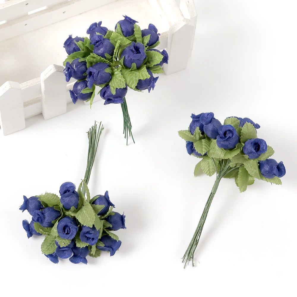 12Pcs Mini Silk Artificial Rose Bouquet for Wedding & Home Decor Artificial Flower Bouquet Babs 16 144pcs