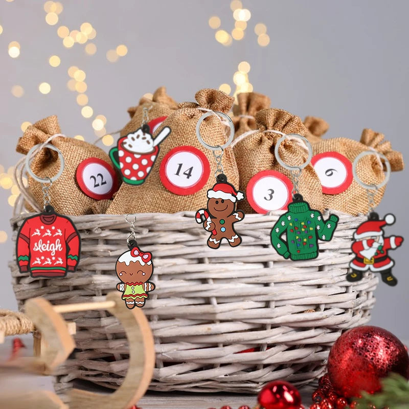 12Pcs Christmas Keychain Ornaments – Festive Xmas Pendants Christmas Keychain Set Babs
