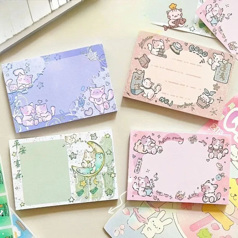 4-Pack Cute Cat Memo Pads – Tearable Cartoon Note Books Cartoon Memo Pads Babs