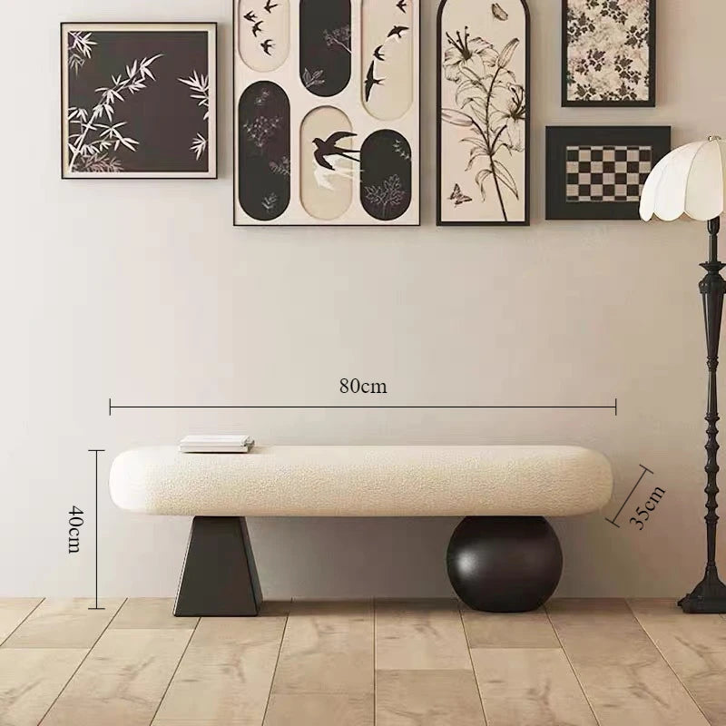 Modern Solid Wood Cushioned Ottoman Bench – Entryway & Living Room Cushioned Ottoman Bench Babs 80CM