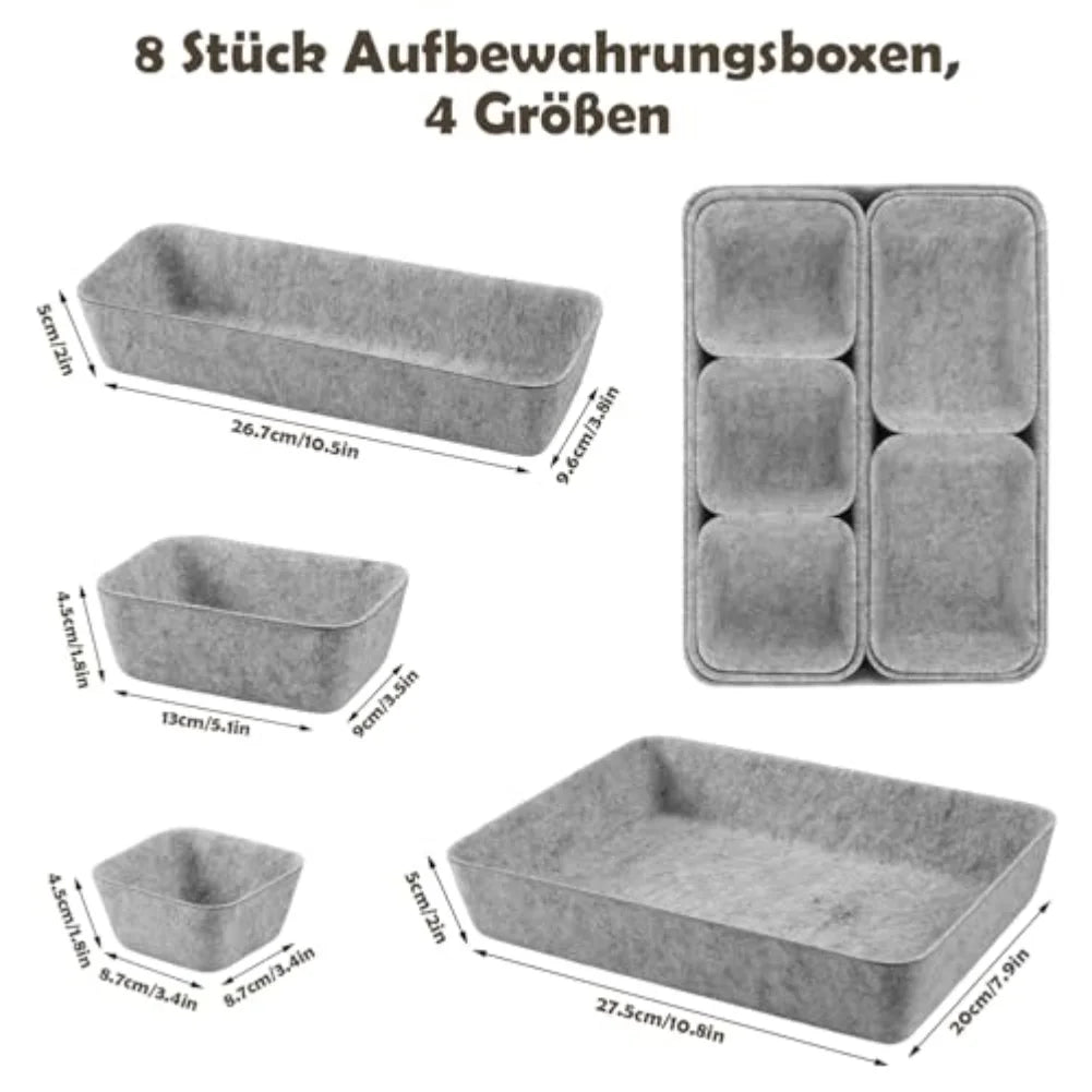 8-Piece Felt Storage Box Organizer – Jewelry & Makeup Felt Storage Organizer Babs