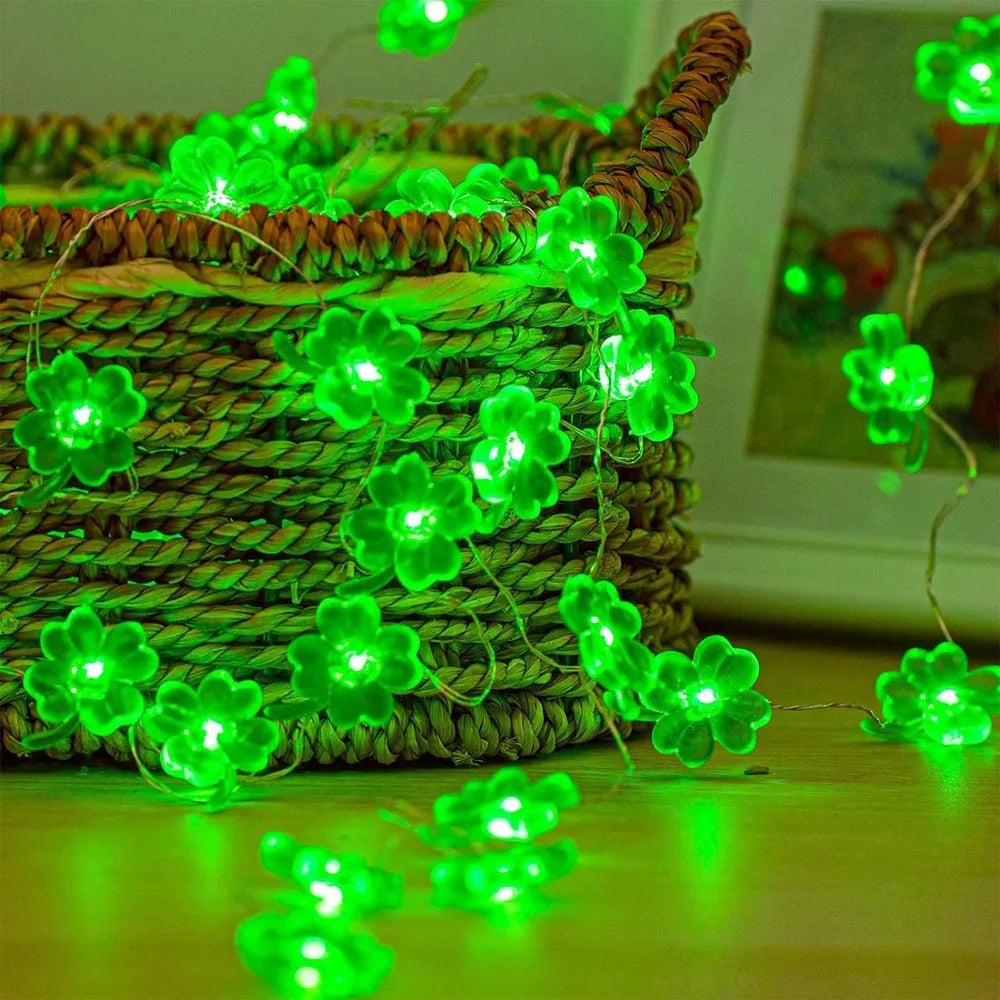 Clover String Lights Battery Powered Green LED Party Décor LED String Lights Babs