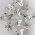 12pcs 3D Butterfly Wall Stickers – Home & Room Decor Wall Sticker Set Babs Silver