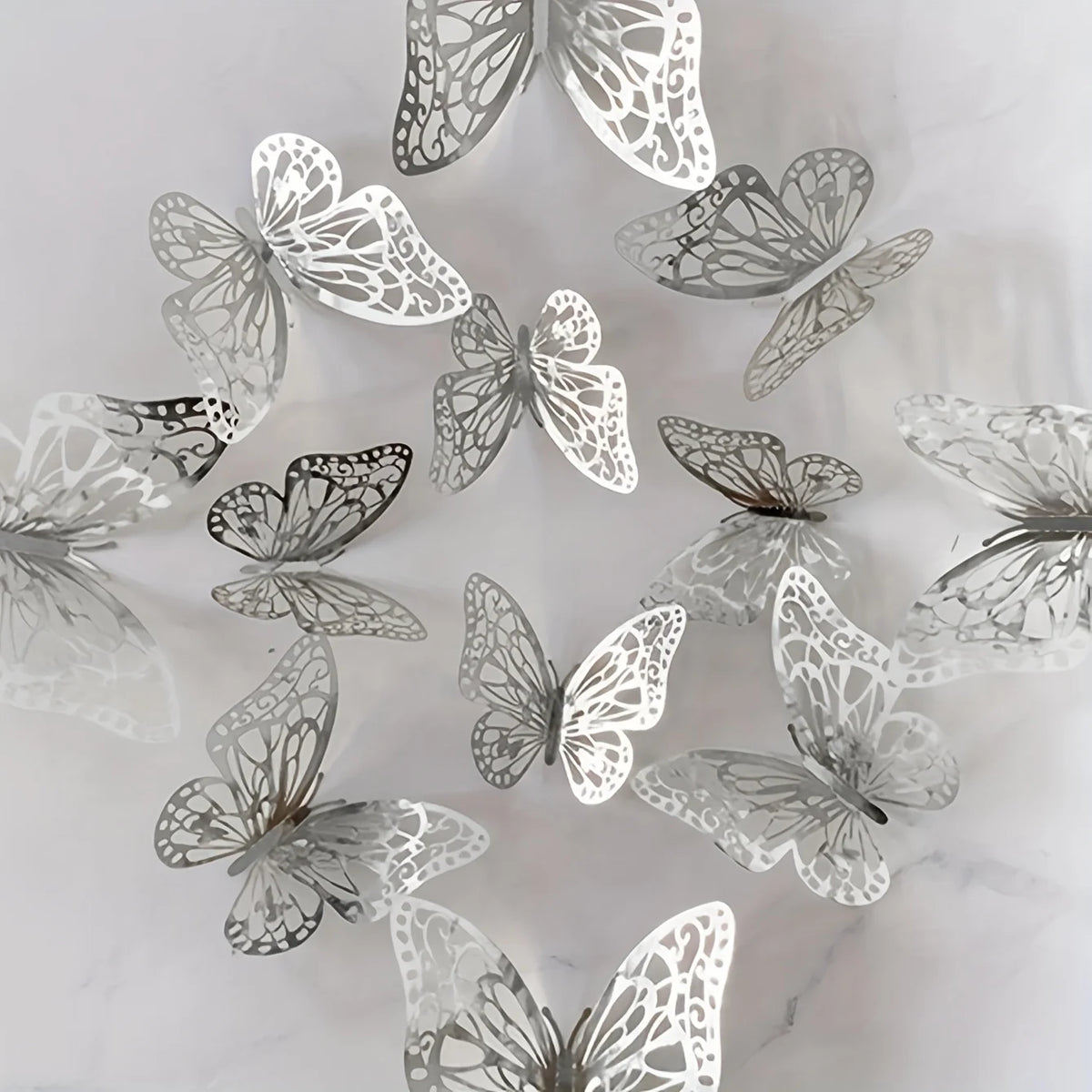 12pcs 3D Butterfly Wall Stickers – Home & Room Decor Wall Sticker Set Babs Silver